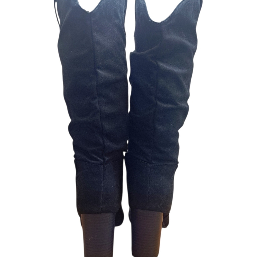 Sugar Faux Suede Knee High Black Slouch Boots Women's Size 8 - Picture 7 of 13